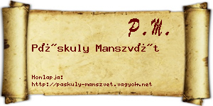 Páskuly Manszvét névjegykártya
